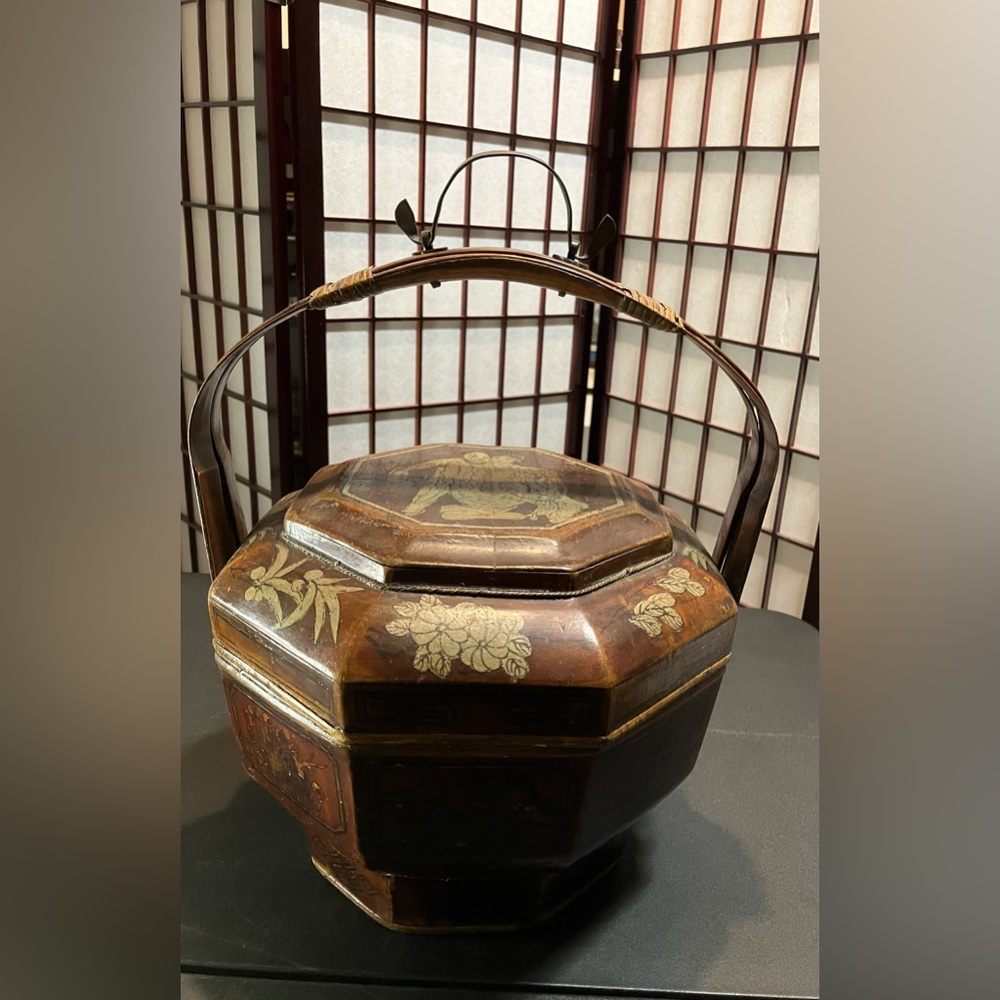 Chinese Wedding Basket with Metal Detail on Handle